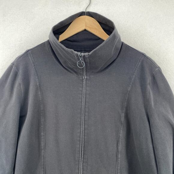 EILEEN FISHER Jacket XL Cotton Stretch Jersey Track Full Zip Sweatshirt Gray USA - Picture 8 of 14